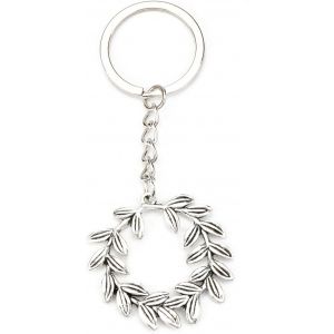 KAL-Porte-Clés Couronne De Laurier - Pendentif Fleur En Métal Argenté - Cadeau Pour Femme - Accessoire Pour Sac À Dos - Neuf