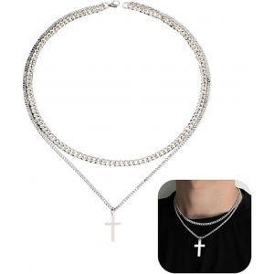 Kal-Chaine Hommecollier Croixcolliers Pour Hommecollier Homme Croixcollier Croix Homme Or Chaine Pendentif Croix Acier Inoxydable Bijoux Chretienne Croix Pour Homme Et Femme - Neuf