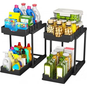 CHAAS-Lot de 2 Rangement sous &Eacute;vier - Organisateur sous Evier Tiroir Coulissant &agrave; Extraction - Rangement Et Organisation De Cuisine - Neuf