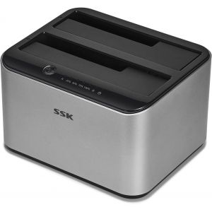 Station d'accueil pour Disque Dur en Aluminium, Lecteur de Caddie de Disque Dur Externe USB 3.0 vers SATA &agrave; Double Baie pour SSD SATA HDD 2,5 et 3,5 Pouces (Prise en Charge de 2 x 20 to) - Neuf