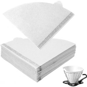 Kal-Papier Filtre À Café Coniques, 100 Pièces Filtre En Papier Jetables En Forme De V, V01 Taille 2 Pour Les Marques De Café Leaders Du Marché, Pour Cônes D'égouttage/Machines À Verser -Blanc - Neuf