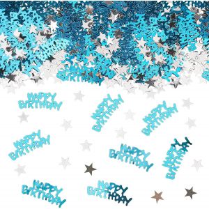 Lot De 500 Confettis Happy Birthday - Bleu - Décoration De Table D'anniversaire À Paillettes - Serpentins D'anniversaire - Décoration D'anniversaire À Paillettes - Neuf