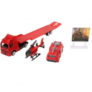 Lot de 4 camions de pompiers en alliage de grande taille, modele de vehicule, jouet, voiture, cadeau pour enfants garcons - Neuf