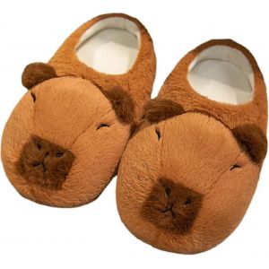 Mignon Capybara Pantoufles R&eacute;tro Doux En Peluche L&eacute;ger Imperm&eacute;able Maison Pantoufles Thermique Fausse Fourrure Pantoufles Pantoufles Avec Fausse Fourrure Douillette Laine D'hiver - Neuf