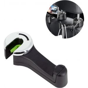 KALANKA-Support pour appuie-t&ecirc;te 2 en 1 avec support de t&eacute;l&eacute;phone portable, crochet arri&egrave;re &agrave; 360&deg; pour sac de voiture, sac &agrave; main, tissu, nourriture, si&egrave;ge arri&egrave;re(1 paquet argent). - Neuf