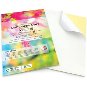 Evergreen Goods 50 feuilles A4 de papier autocollant blanc mat pour imprimantes à jet d'encre et laser,fournitures pour la maison et le bureau,feuilles autocollantes pour étiquettes et autocollants - Neuf