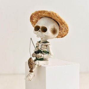 Statue de squelette de pêcheur, décoration daquarium pour jardin, plante en - Neuf
