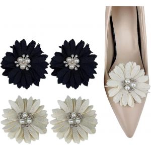 Kalanka-Bijoux De Chaussures,2 Paires D'accessoires Pour Chaussures De Mariage En Perles Et Fleurs, Boucles De Chaussures Détachables Faites À La Main Pour Femmes - Neuf