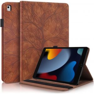 Kal-Coque Ipad 10,2 Pouces (Modèle 2021/2020/2019, 9ème/8ème/7ème Génération),Pu Cuir Cover Tablette Housse De Protection,Porte-Crayons Portefeuille Tablet Étui Ipad 9/8/7 (10,2 Pouces),Marron - Neuf