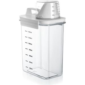 Bhhbb-1800ml Distributeur De Lessive Hermétique Avec Doseur, Boîte De Rangement De Poudre À Laver, Boîte De Lessive, Contenant Pour Lessive, Récipient D'aliments Pour Animaux - Neuf