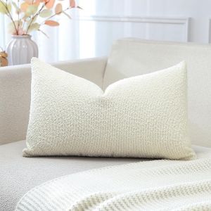 Cauc-Housse De Coussin, Lot De 1 En Boucl&iquest;&iquest;E Canap&iquest;&iquest; Taie D'oreiller De Couleur Pure Pour Maison Salon Chambre D&iquest;&iquest;Coration D'int&iquest;&iquest;Rieur 40x60cm, Cr&iquest;&iquest;Me Beige - Neuf
