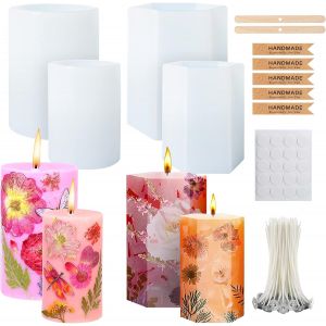 Moule Bougie Resine Epoxy Silicone, Lot De 4 Moule Bougie Silicone Resine Epoxy Diy Moule Resine Epoxy Bougie Pour Bo&icirc;te &Agrave; D&eacute;coration De Table, Moule Bougie Pour Sp&eacute;cimens De Fleurs - Neuf