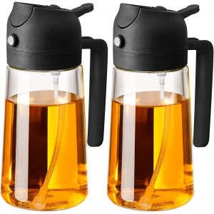 KALANKA-470 ML Pulverisateur d'huile et Distributeur 2 en 1, Huile d'olive Distributeur verseur pour, Cuisine,Friteuse d'air,Salade, Barbecue (Noir, Noir) - Neuf