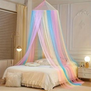 Moustiquaire pour lit princesse arc-en-ciel-Moustiquaire de lit-Moustiquaire dôme-Mailles fines-Pour lit double,lit simple,voyage,maison - Neuf