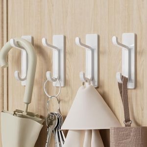Blanc¿Lot de 4 crochets porte-serviettes autocollants sans perçage - Neuf