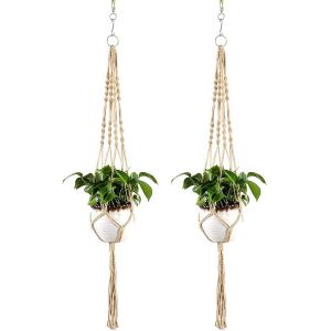 ERYI-Suspension En Macramé Pour Plante Par À Suspendre En Intérieur Ou Extérieur, Pour Pot De Fleurs - En Corde De Jute Tressé En 4 Cordes 2 Pcs - Neuf