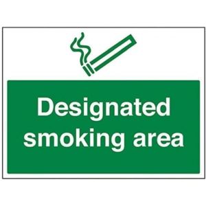 KALANKA-vsafety 57041bf-r ""Zone fumeur Désigné Prohibition Panneau, en plastique rigide, paysage, 400 mm x 300 mm, vert - Neuf
