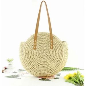 Local nouveau joli sac de femmes rond circulaire en rotin osier paille tissé sac de plage belle sac à bandoulière fait main Vint - Neuf