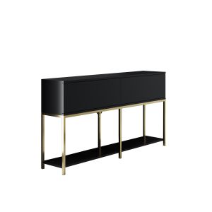 Buffet en bois "Lord" - 150 x 30 x 80 cm - Noir Or - Neuf