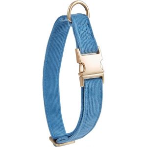 Eryi-Collier Pour Chien Ultra Doux En Velours Côtelé Naturel Fabriqué Pour Les Grands Chiens À Peau Sensible, Bleu-Gris - Neuf