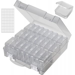 Mevronisshop-Bo&icirc;te De Rangement De Perles Transparente, 24 Grilles R&eacute;cipients De Perles, Mini Bo&icirc;tes De Rangement Rectangulaires Avec Couvercles &Agrave; Charni&egrave;re Pour Perles, Bijoux, Strass, Petits Objets - Neuf