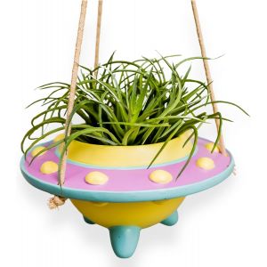 Earthlings Pot de fleurs &agrave; suspendre,pot de fleurs OVNI en plastique de 9,1 cm avec drainage,cadeau unique pour les amateurs de cactus,petit pot de fleurs &agrave; suspendre,cadeau amusant pour - Neuf