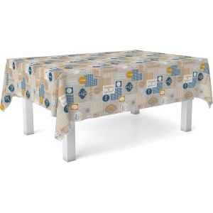 Sjzg-Nappe En Toile Cir&eacute;e De Cuisine Bleue 240 X 140 Cm - Neuf