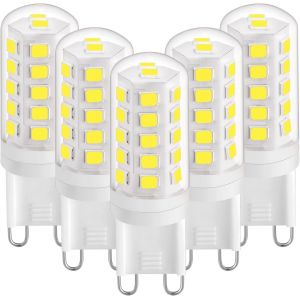Kal-Ampoule Led G9 3w Blanc Froid 6000k, Ampoules Led G9 420lm, Équivalent À Une Ampoule Halogène 28w 40w, Ampoules Led G9 Maïs Pour Lampe De Bureau, Anti-Flicker, Ac 220-240v, Paquet De 5 - Neuf