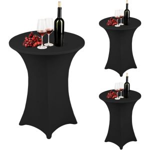 Chenquansarl-Lot De 3 Housses Extensibles Pour Table Haute - 80 Cm - 80 X 110 Cm - Lavables - Renfort Au Niveau Des Pieds - Nappe &Eacute;lastique Pour Bar, Table Ronde Et Mariage - Neuf