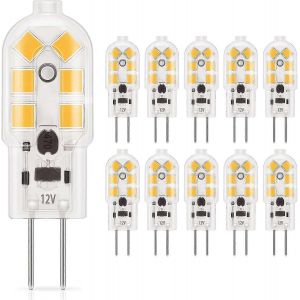 Ampoule Led G4 1.5w,Blanc Chaud 3000k,Ampoules D'éclairage Ac / Dc 12v Équivalentes À 20w Halogènes,180lm,Non Dimmable,10 Pièces - Neuf