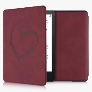 GUOP-Etui Compatible Avec Kindle Paperwhite 11E Génération - Étui À Rabat Magnétique Tablette Ereader Similicuir Pour Kindle Paperwhite - Rouge Foncé - Neuf