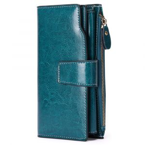 &iquest;Paon Bleu&iquest;Porte-Monnaie Femme En Cuir De Grande Capacit&eacute;, Un Porte-Monnaie Femmes De Blocage, Ch&eacute;quier Titulaire Femmes De Grande Capacit&eacute; &Agrave; Glissi&egrave;re Long Wallet - Neuf