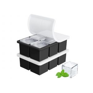 Lot De 2 Bacs &Agrave; Gla&ccedil;ons En Silicone, 6 Compartiments, Grand Moule Carr&eacute; Noir - Neuf