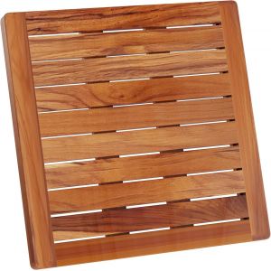 Caillebotis De Douche 50 X 50 Cm - En Bois De Teck - Résistant À L`Humidité, Anti-Moisissures Tapis De Salle De Bain Carré - Intérieur, Extérieur - Antidérapant - Cb5050[RAC62407630] - Neuf