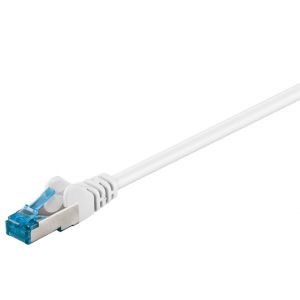 Câble patch CAT 6a Câble Ethernet double blindage S-FTP jusqu'à 10000 Mbits,500 Mhz,câble cuivre sans halogène,connecteur RJ-45,contacts plaqués or,1 m,blanc - Neuf