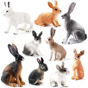 SANSH-9 pièces Figurine Animaux Réaliste,Figurines de Lapin,Animaux de Ferme en Plastique,Mini Figurine danimaux,Figurine Animaux Ferme,Mini Figurines de Lapin Mignon,Mini Figurine Lapin - Neuf