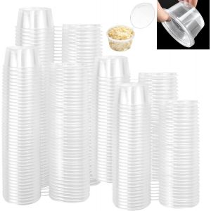 LETNERNY-100 Pièces Pots À Sauce En Plastique Avec Couvercle 50Ml Boîte À Sauce Transparente Boîtes De Alimentaires Récipients À Emporter Pourles Sauces Les Condiments Les Crèmes Passe Au Micro Ondes - Neuf