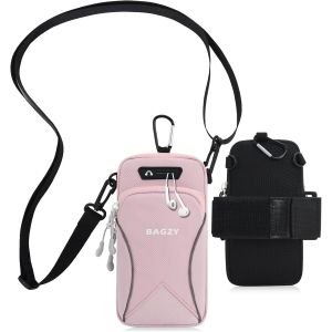 Pochette Pour Telephone Portable Sacoche Fille Ado Brassard De Sport Passeport Sac D'Embarquement De Vol Billet Sac De Bras Portefeuille Porte-Monnaie Course À Pied Bras Avec Trou (Rose) - Neuf