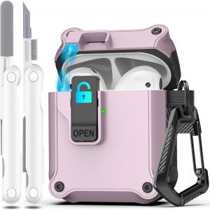 Compatible airpods 2ème génération/1ère génération Couvercle du boîtier,Pop up Cover Voiture Protection complète Compatible airpods Cas avec kit de Nettoyage et Porte-clés,Violet - Neuf