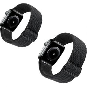 Pack De 2 Étirer Les Bandes Watch Compatible Avec L'apple Watch 41 Mm 40 Mm 38 Mm 45 Mm 44 Mm De 42mm, Confortable Sangle Réglable Pour L'iwatch Série Se 7 6 5 4 3 2 1 Femmes Hommes - Neuf