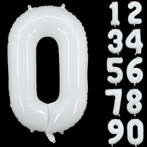 SJZG-Ballon G&eacute;ant En Aluminium En Forme De Chiffre Pour D&eacute;coration De F&ecirc;te D'Anniversaire, F&ecirc;te Pr&eacute;natale, Anniversaire De Mariage - 101,6 Cm - Blanc - Neuf
