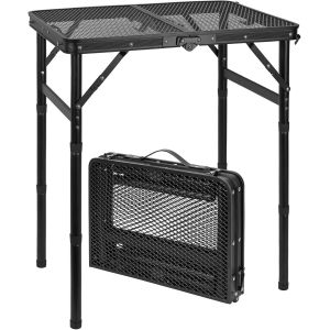 Ulteronixshop-Table de barbecue pliante &agrave; 3 hauteurs r&eacute;glables en aluminium avec bureau en maille et poign&eacute;e portable, table de camping l&eacute;g&egrave;re pour pique-nique, barbecue, noir, 58,4 x 40,6 cm (L x l) - Neuf