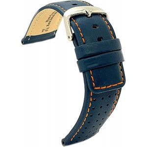 Kal-Bracelet Cuir Veau Perfor&eacute; Style Rally Racing Couture Couleur Contrast&eacute;e U2013 Sport Pour Montre U2013 Tailles 18mm 20mm 22mm 24mm Noir, Marron, Rouge, Bleu Marine 367 - Neuf