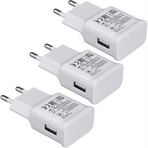 Eryi-3-Pack Chargeur Usb 2a Adaptive Fast Charging Connecteur De Charge Pour Samsung Galaxy S20 S10 S8 S9 S7 Edge/Plus/Active, Note 5 8 Pour Iphone 11 Pro/X 8, Chargeur Rapide De Remplacement D'origi - Neuf