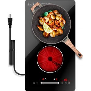 Checarzhn--No1-Plaque Électrique 2 Feux ¿ 3000w, 2 Zones (1200w & 1800w), Verrouillage Sécurité, Minuteur, Commande Tactile, Idéale Petites Cuisines & Camping-Cars, Encastrable & Pose Libre - Neuf