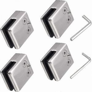 Paquet de 4 pinces à verre en acier inoxydable 304 - pince à verre carrée - pince à verre plate réglable pour balustrade d'escalier - main courante polie - (8-10mm carré) - Neuf