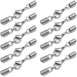 10 Pièces 3mm Trou Ressort Cordon D'extrémité Avec Pince De Homard Fermoirs En Acier Inoxydable Queue Boucle Bijoux Fabrication De Câbles Embouts - Neuf