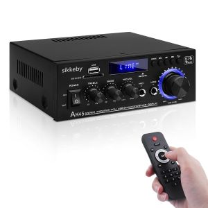 Hifi-Amplificateur, Mini Récepteur Amplificateur Audio Stéréo Bluetooth, Ak45 2-Canaux Numérique Amplificateur Audio 12V/220V 400W Avec Radio Fm,Entrée De Carte Sd/Usb Pour La Maison Ou La V[Z428] - Neuf