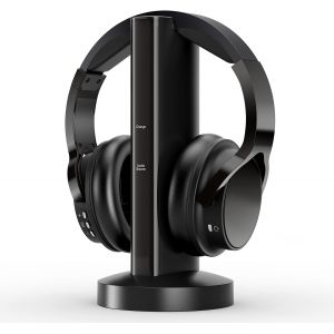 VornixorSarlshop-Casque TV sans Fil avec 2.4GHz RF Rechargeable Num&eacute;rique &eacute;metteur Base, Casque sans Fil Hi-FI sur l'oreille avec Port RCA / 3,5 mm/Optique, pour Regarder la T&eacute;l&eacute;vision &agrave; la Maison - Neuf