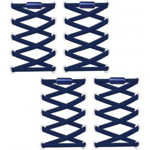 Ytseazn-2 Paires De Lacets Élastiques Lacets Sans Attache Avec Capsule Métallique Lacets Élastiques Pour Baskets Et Chaussures De Course Noir/Blanc/Bleu Longueur 43.3in - Neuf